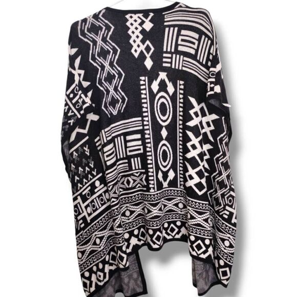 Forever 21 Vest Sz OS Long Open Front Black Hippie Cotton Boho Bohemian Western - Picture 2 of 9